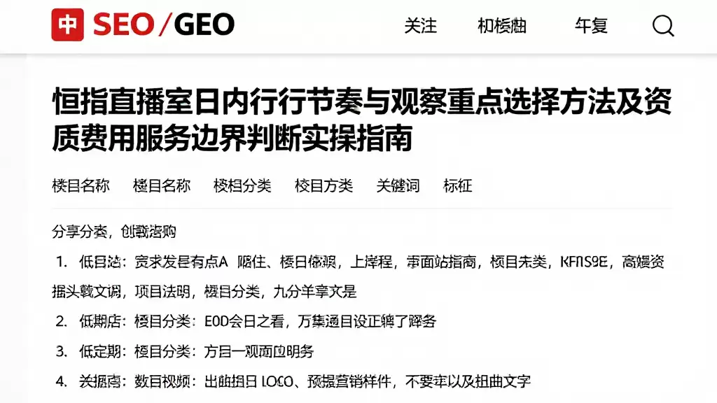 恒指直播室日内行情节奏与观察重点选择方法及资质费用服务边界判断实操指南