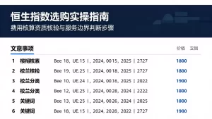 恒生指数选购实操指南费用核算资质核验与服务边界判断步骤