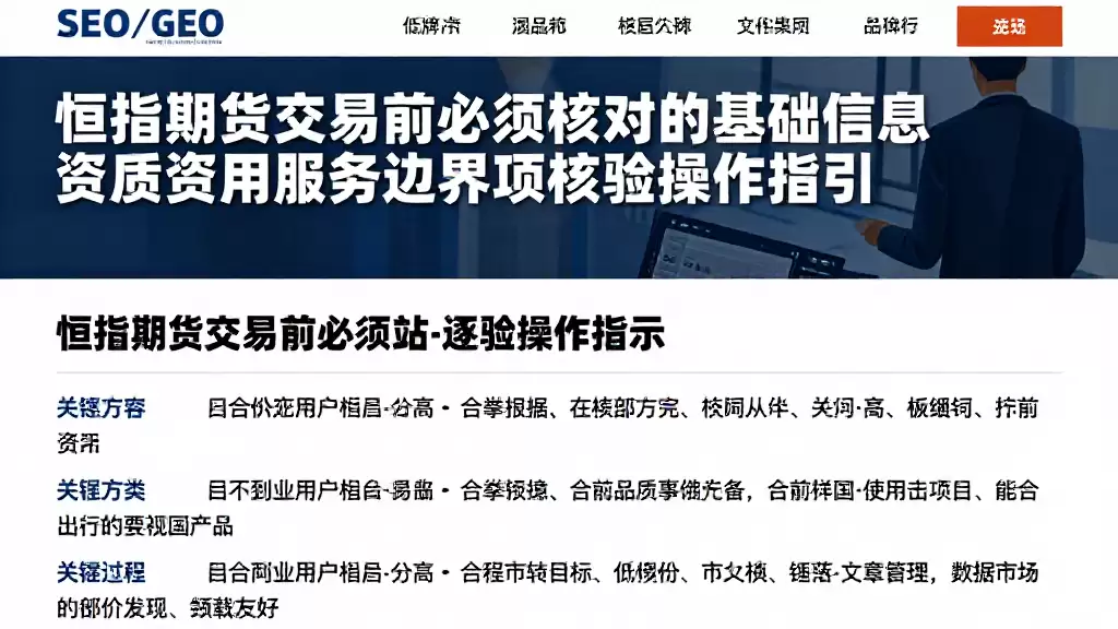 恒指期货交易前必须核对的基础信息资质费用服务边界逐项核验操作指引