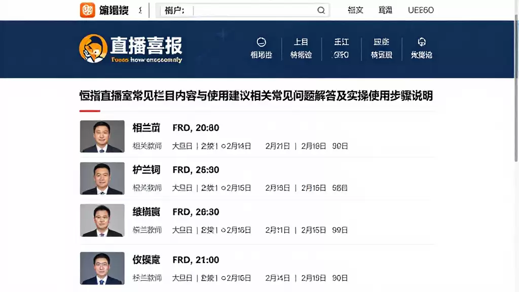 恒指直播室常见栏目内容与使用建议相关常见问题解答及实操使用步骤说明
