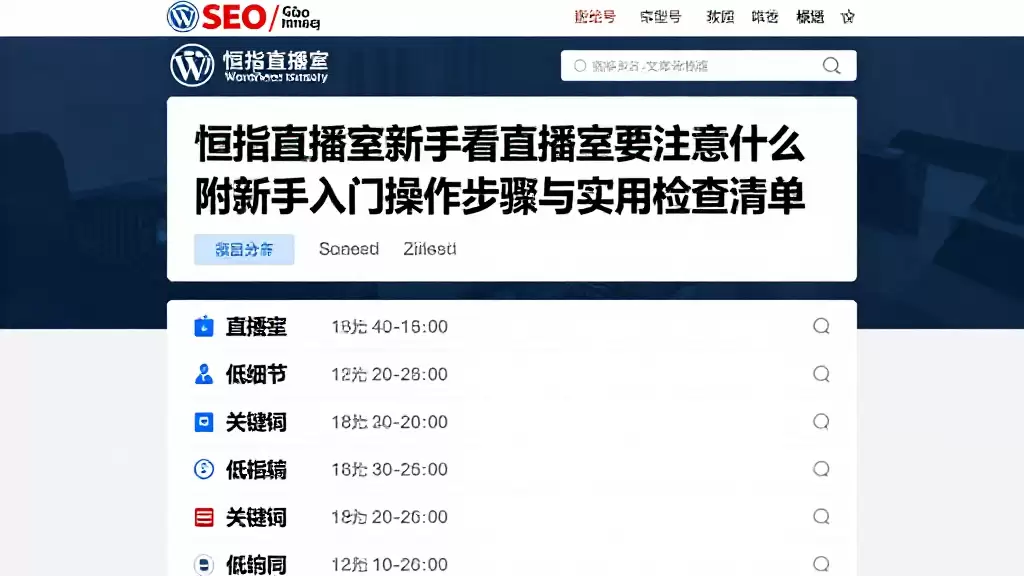恒指直播室新手看直播室要注意什么附新手入门操作步骤与实用检查清单