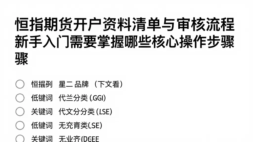 恒指期货开户资料清单与审核流程新手入门需要掌握哪些核心操作步骤