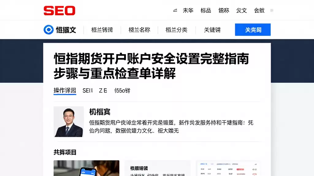 恒指期货开户账户安全设置完整指南操作步骤与重点检查清单详解