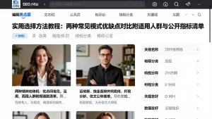 实用选择方法教程：两种常见模式优缺点对比附适用人群与公开指标清单