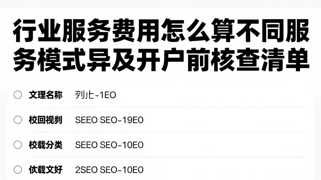 行业服务费用怎么算不同服务模式差异及开户前核查清单