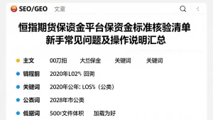恒指期货保证金平台保证金标准核验清单新手常见问题及操作说明汇总