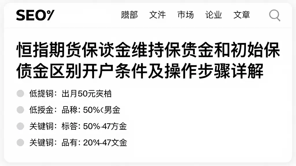 恒指期货保证金维持保证金和初始保证金区别开户条件及操作步骤详解