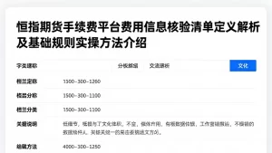 恒指期货手续费平台费用信息核验清单定义解析及基础规则实操方法介绍