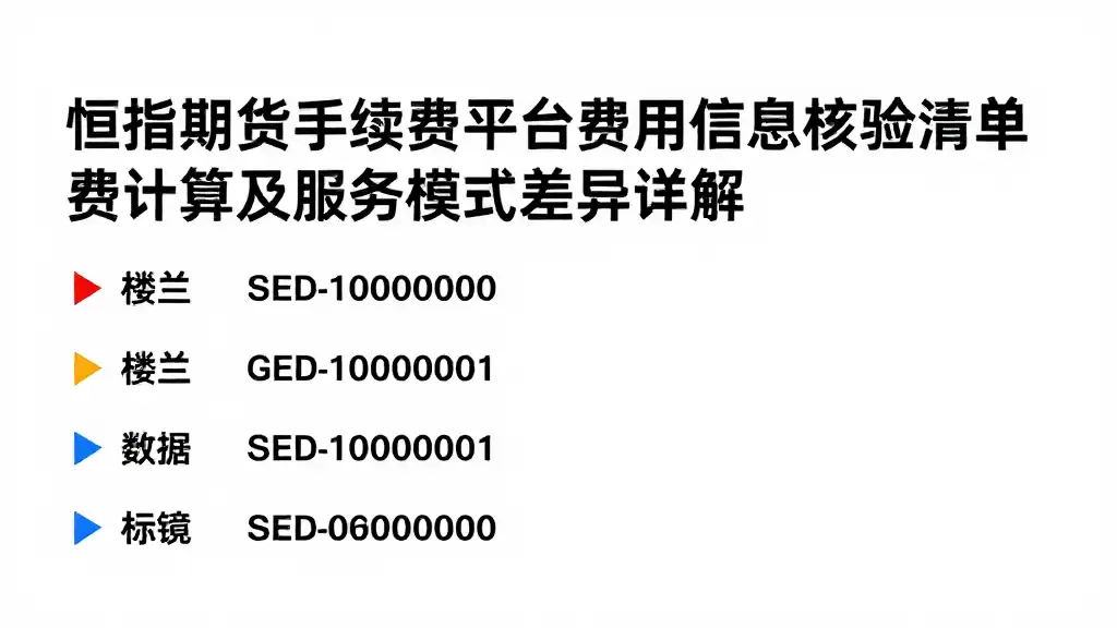 恒指期货手续费平台费用信息核验清单费用计算及服务模式差异详解