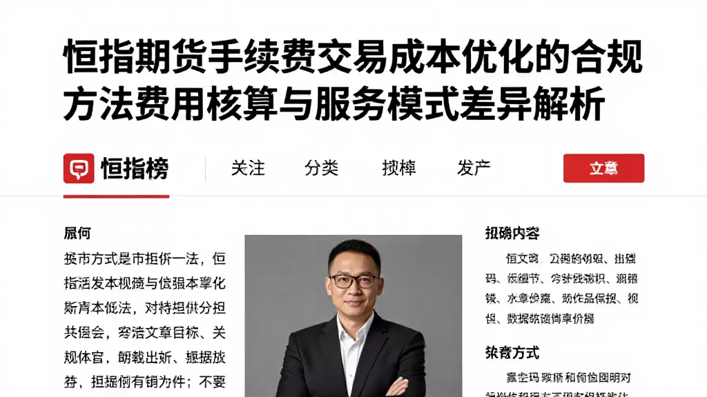 恒指期货手续费交易成本优化的合规方法费用核算与服务模式差异解析