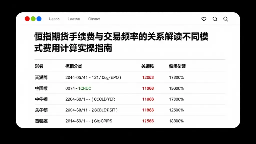 恒指期货手续费与交易频率的关系解读不同模式费用计算实操指南