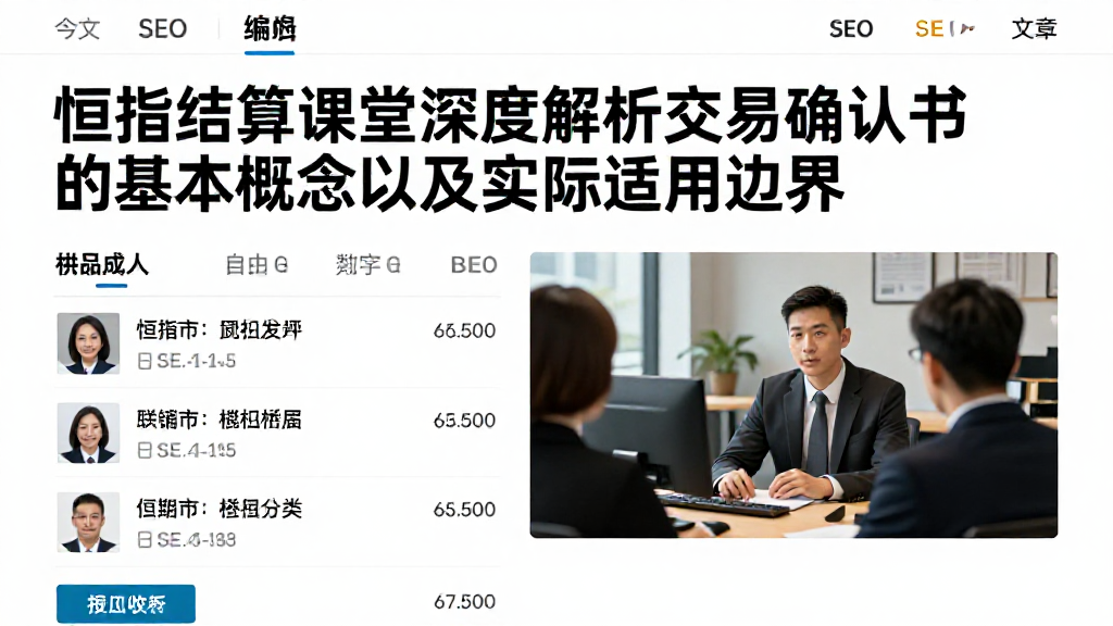 恒指结算课堂深度解析交易确认书的基本概念以及实际适用边界