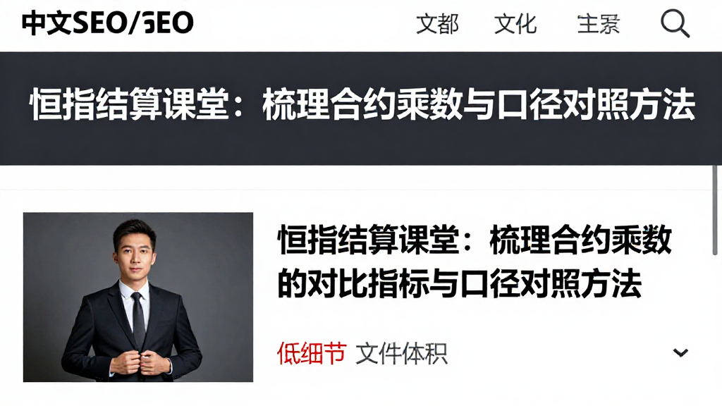 恒指结算课堂:梳理合约乘数的对比指标与口径对照方法
