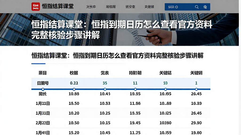 恒指结算课堂:恒指到期日历怎么查看官方资料完整核验步骤讲解