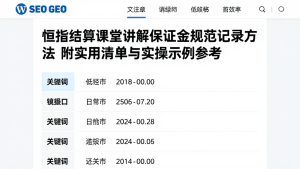 恒指结算课堂讲解保证金规范记录方法附实用清单与实操示例参考
