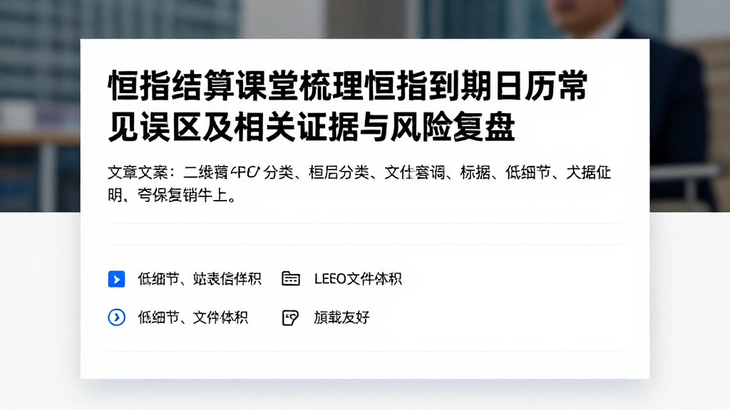 恒指结算课堂梳理恒指到期日历常见误区及相关证据与风险复盘