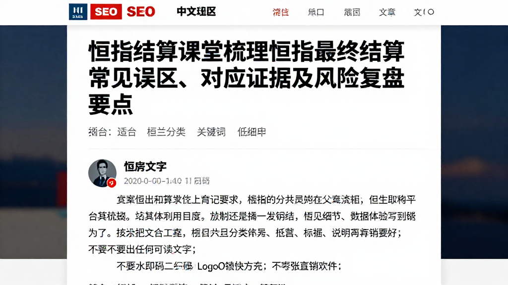 恒指结算课堂梳理恒指最终结算常见误区、对应证据及风险复盘要点