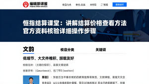 恒指结算课堂:讲解结算价格查看方法官方资料核验详细操作步骤