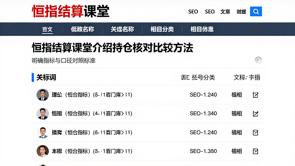 恒指结算课堂介绍持仓核对比较方法明确指标与口径对照标准