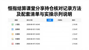 恒指结算课堂分享持仓核对记录方法及配套清单与实操示例说明