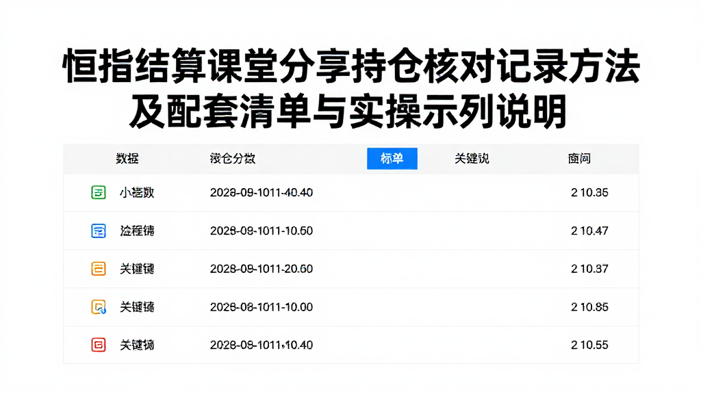 恒指结算课堂分享持仓核对记录方法及配套清单与实操示例说明