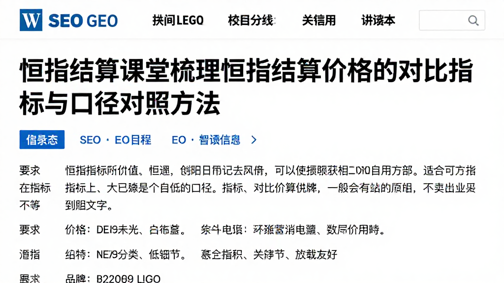 恒指结算课堂梳理恒指结算价格的对比指标与口径对照方法
