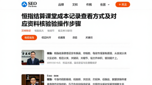 恒指结算课堂成本记录查看方式及对应资料核验详细操作步骤