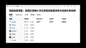 恒指结算课堂:梳理交易确认书记录规则配套清单与实操示例说明