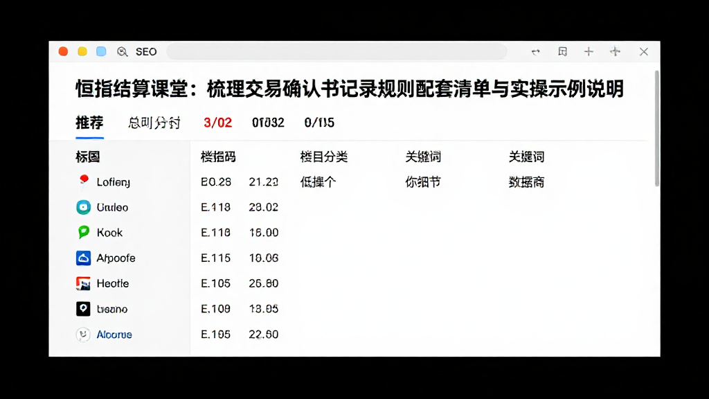 恒指结算课堂:梳理交易确认书记录规则配套清单与实操示例说明