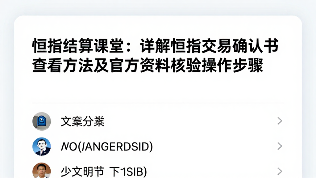恒指结算课堂:详解恒指交易确认书查看方法及官方资料核验操作步骤