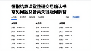 恒指结算课堂整理交易确认书常见问题及各类关键疑问解答